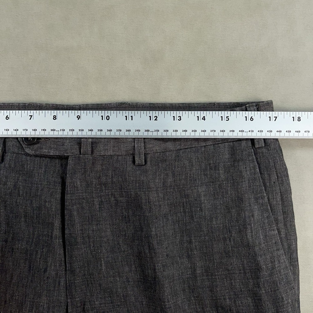 Ermenegildo Zegna Pants Mens 34x32 Gray 100% Linen Straight Leg Dress Business - Picture 9 of 15